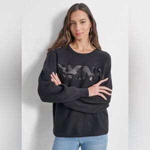 DKNY nwt Black SEQUIN LOGO SWEATER size 2x